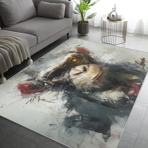 Generisch Teppich Schimpansen Fußmatte 80x150, Ölgemälde Orang-Utan Teppiche Gegend, Weich Flanell Fussmatte, Waschbarer Teppich Klein rutschfest Niedrigflor H-7 Generisch Teppich Schimpansen Fußmatte 80x150, Ölgemälde Orang-Utan Teppiche Gegend, Weich Flanell Fussmatte, Waschbarer Teppich Klein rutschfest Niedrigflor H-7 von Generisch