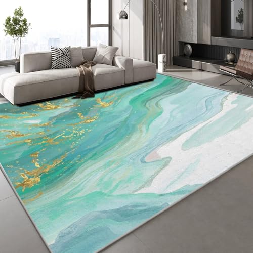 Generisch Teppich Schlafzimmer 100x150 cm Marmor Abstrakt Kinderteppich Dekoration Carpets Moderne Textur Teenager Kurzflor Flanell Teppiche rutschfeste Spielteppiche für Schlafzimmer Wohnzimmer von Generisch