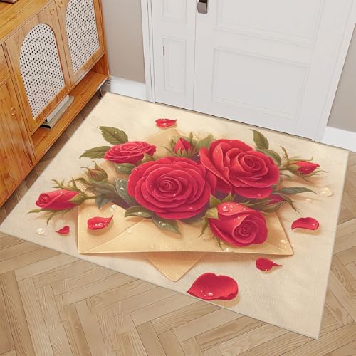 Generisch Teppich Schlafzimmer 120x180cm Roter Blumenumschlag kinderteppich mädchen Mikrofaser Bodenmatte weich waschbar rutschfest dekorativ für Schlafzimmer Flur Wohnzimmer EL2574 Generisch Teppich Schlafzimmer 120x180cm Roter Blumenumschlag kinderteppich mädchen Mikrofaser Bodenmatte weich waschbar rutschfest dekorativ für Schlafzimmer Flur Wohnzimmer EL2574 von Generisch