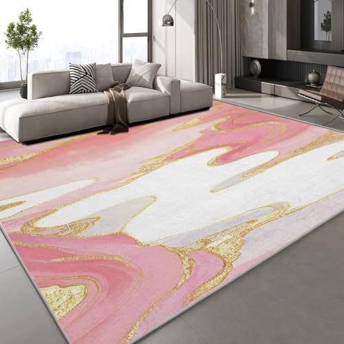 Generisch Teppich Schlafzimmer 140x200 cm Marmor Abstrakt Kinderteppich Dekoration Carpets Modern Textur Teenager Kurzflor Flanell Teppiche rutschfeste Spielteppiche für Schlafzimmer Wohnzimmer von Generisch