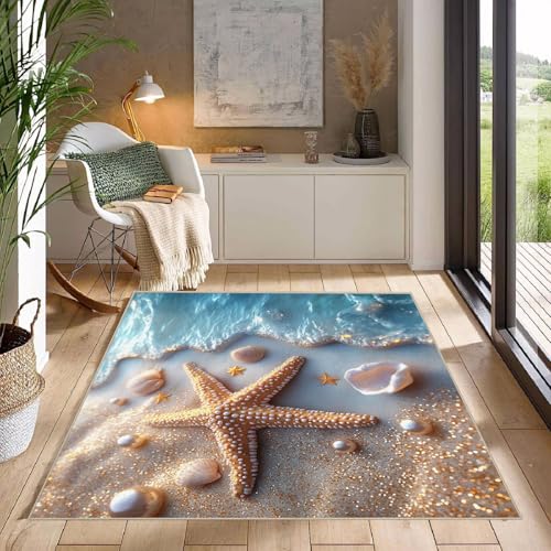 Generisch Teppich Schlafzimmer 160x230cm Seeperle Seestern Muschel kinderteppich Jungen rutschfeste weiche Bodenmatte Mikrofaser waschbar dekorativ für Schlafzimmer Wohnzimmer Flur EL3512 Generisch Teppich Schlafzimmer 160x230cm Seeperle Seestern Muschel kinderteppich Jungen rutschfeste weiche Bodenmatte Mikrofaser waschbar dekorativ für Schlafzimmer Wohnzimmer Flur EL3512 von Generisch