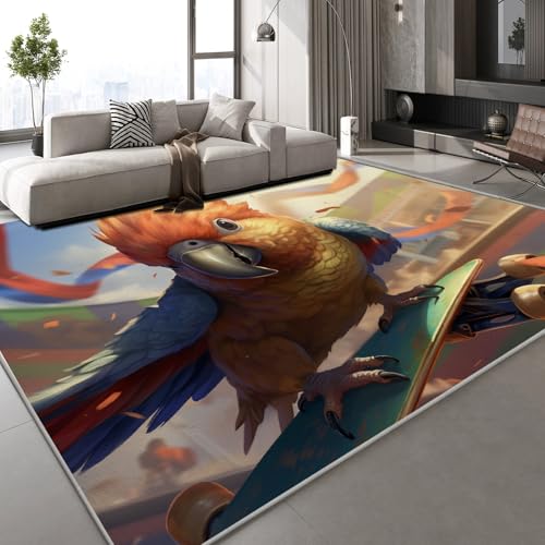 Generisch Teppich Schlafzimmer 180x240 cm Vogel Bunt Kinderteppich Dekoration Carpets Band Süß Teenager Kurzflor Flanell Teppiche rutschfeste Spielteppiche für Schlafzimmer Wohnzimmer von Generisch