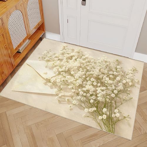 Generisch Teppich Schlafzimmer 60x120cm Kleiner Weißer Blumenumschlag badezimmerteppich Set rutschfeste waschbare Bodenmatte Mikrofaser weich für Schlafzimmer Flur Wohnzimmer Dekoration EL2592 Generisch Teppich Schlafzimmer 60x120cm Kleiner Weißer Blumenumschlag badezimmerteppich Set rutschfeste waschbare Bodenmatte Mikrofaser weich für Schlafzimmer Flur Wohnzimmer Dekoration EL2592 von Generisch