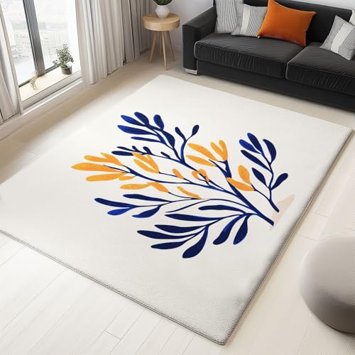 Generisch Teppich Schlafzimmer Beige Wohnzimmer Teppich, Waschbar Kurzflor Antirutsch Weiche Teppiche für ür Badezimmer Esszimmer FlurMinimalistisch Einfach Ozean Pflanzen 80 x 150 cm von Generisch