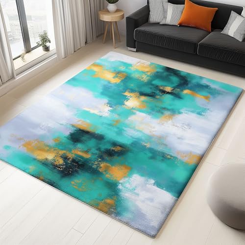 Generisch Teppich Schlafzimmer Blaugrün Wohnzimmer Teppich, Waschbar Kurzflor Antirutsch Weiche Teppiche für ür Badezimmer Esszimmer FlurAbstrakte Graffiti Mehrfarbentextur 80 x 150 cm Generisch Teppich Schlafzimmer Blaugrün Wohnzimmer Teppich, Waschbar Kurzflor Antirutsch Weiche Teppiche für ür Badezimmer Esszimmer FlurAbstrakte Graffiti Mehrfarbentextur 80 x 150 cm von Generisch