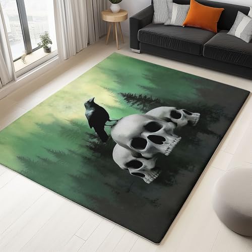 Generisch Teppich Schlafzimmer Grün Wohnzimmer Teppich, Waschbar Kurzflor Antirutsch Weiche Teppiche für ür Badezimmer Esszimmer FlurDigitale Kunst Wald Krähe Schädel 180 x 240 cm Generisch Teppich Schlafzimmer Grün Wohnzimmer Teppich, Waschbar Kurzflor Antirutsch Weiche Teppiche für ür Badezimmer Esszimmer FlurDigitale Kunst Wald Krähe Schädel 180 x 240 cm von Generisch