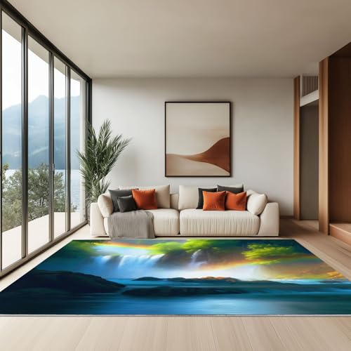Generisch Teppich Schlafzimmer Grün Wohnzimmer Teppich, Waschbar Kurzflor Antirutsch Weiche Teppiche für ür Badezimmer Esszimmer FlurFantasy Stil Wasserfall Regenbogen 160 x 230 cm Generisch Teppich Schlafzimmer Grün Wohnzimmer Teppich, Waschbar Kurzflor Antirutsch Weiche Teppiche für ür Badezimmer Esszimmer FlurFantasy Stil Wasserfall Regenbogen 160 x 230 cm von Generisch