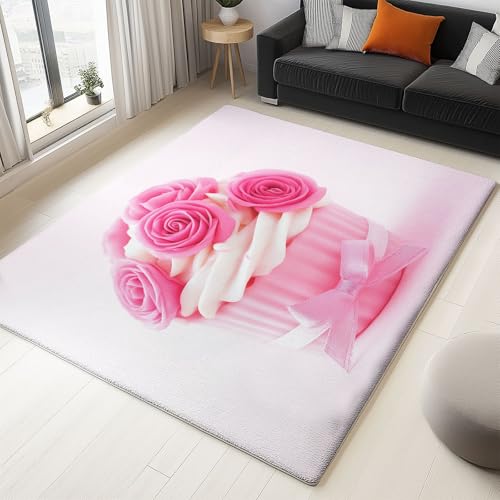 Generisch Teppich Schlafzimmer Hellrosa Wohnzimmer Teppich, Waschbar Kurzflor Antirutsch Weiche Teppiche für ür Badezimmer Esszimmer FlurEinfach Blumen Rosen Kuchen 180 x 240 cm Generisch Teppich Schlafzimmer Hellrosa Wohnzimmer Teppich, Waschbar Kurzflor Antirutsch Weiche Teppiche für ür Badezimmer Esszimmer FlurEinfach Blumen Rosen Kuchen 180 x 240 cm von Generisch