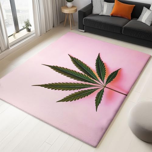 Generisch Teppich Schlafzimmer Hellrosa Wohnzimmer Teppich, Waschbar Kurzflor Antirutsch Weiche Teppiche für ür Badezimmer Esszimmer FlurEinfach Minimalistisch Pflanze Cannabisblatt 160 x 230 cm Generisch Teppich Schlafzimmer Hellrosa Wohnzimmer Teppich, Waschbar Kurzflor Antirutsch Weiche Teppiche für ür Badezimmer Esszimmer FlurEinfach Minimalistisch Pflanze Cannabisblatt 160 x 230 cm von Generisch