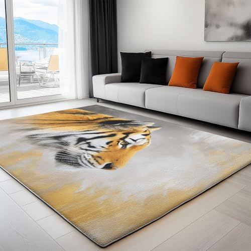 Generisch Teppich Tier Tiger Schlafzimmer Weiß Weich Küche 180 x 240 cm Teppiche, rutschfest Waschbarer Teppiche Für Wohnzimmer Esszimmer Eingangsbereich Innen von Generisch
