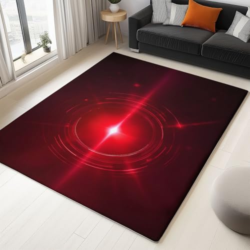 Generisch Teppich Waschbare 80 x 150 cm, Fotografie Stil Sci Fi Strahl Weich rutschfest Design, Kurzflor Flauschiger Teppiche, Strapazierfähig und Nicht Fusselnd für Wohnzimmer Schlafzimmer, Rot von Generisch