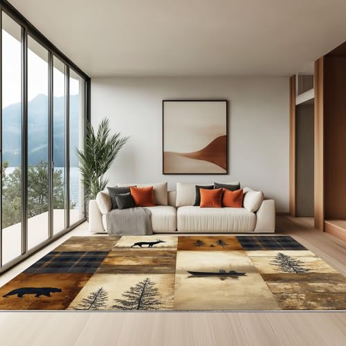 Generisch Teppich Wohnzimmer 120 x 180 cm, Schlafzimmer Teppich Wohnzimmerteppich rutschfesterteppich waschbarerteppich Patchwork-Muster Im Landhausstil für Schlafzimmer Esszimmer Küchen, Creme von Generisch