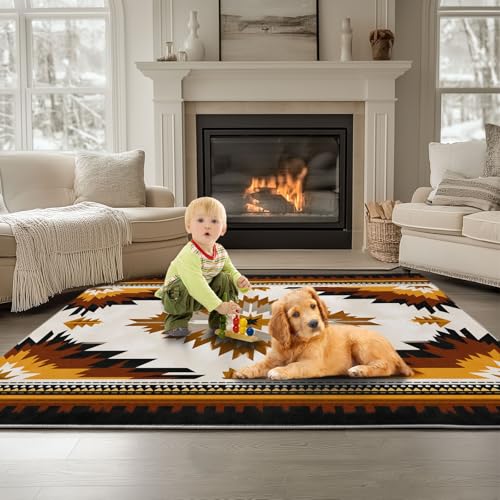 Läufer 120 x 180 cm Khaki Teppiche, Traditioneller Bedruckter Rand Waschbarer Rutschfester Teppich, weiche Teppich für den Innenbereich Schlafzimmer Wohnzimmer Esszimmer Läufer 120 x 180 cm Khaki Teppiche, Traditioneller Bedruckter Rand Waschbarer Rutschfester Teppich, weiche Teppich für den Innenbereich Schlafzimmer Wohnzimmer Esszimmer von Generisch