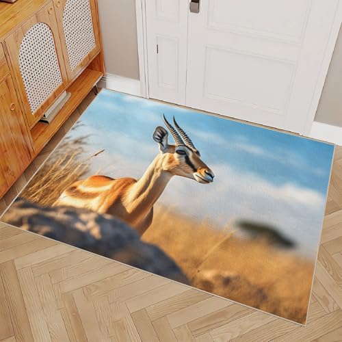 Generisch Teppich Wohnzimmer 120x180cm Graslandantilope spielteppich Kinder Maschinenwaschbare Mikrofaser Matte weich rutschfest für Schlafzimmer Wohnzimmer Flur Dekor EL1474 von Generisch