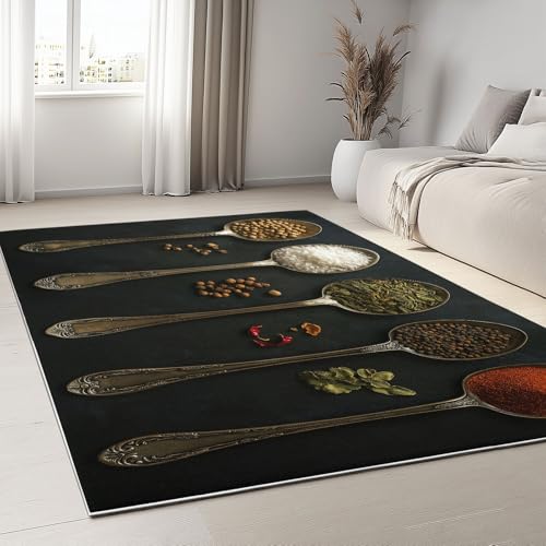 Generisch Teppich Wohnzimmer 140 x 200cm Rechteckig Gewürze Landhausstil Muster- Rutschfester Teppich Schlafzimmer, Esszimmer, Küche Weich Flauschiger Extra Weich Tepich Einfache Reinigung - Carpet von Generisch