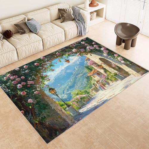 Generisch Teppich Wohnzimmer 160x230 cm 3D Druck Blumen Mauer Berge Muster Teppich Kaschmirimitat Anti Rutsch Leicht zu reinigen Waschbare Rückseite für Wohn Arbeitsbereiche Perfekt für Mietwohnungen Generisch Teppich Wohnzimmer 160x230 cm 3D Druck Blumen Mauer Berge Muster Teppich Kaschmirimitat Anti Rutsch Leicht zu reinigen Waschbare Rückseite für Wohn Arbeitsbereiche Perfekt für Mietwohnungen von Generisch