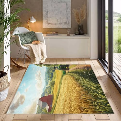 Generisch Teppich Wohnzimmer 160x230cm Weizenfeld Teppich waschbar Waschbarer Wohnzimmerläufer mit skandinavischem Muster, langlebig, weich und maschinenwaschbar ER25-29-520 von Generisch
