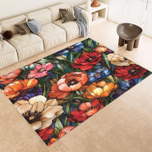 Generisch Teppich Wohnzimmer 180x240 cm 3D Druck Glas BlüTenbläTter Muster Teppich Kaschmirimitat Anti Rutsch Leicht zu reinigen Waschbare Rückseite für Wohn Arbeitsbereiche Perfekt für Mietwohnungen Generisch Teppich Wohnzimmer 180x240 cm 3D Druck Glas BlüTenbläTter Muster Teppich Kaschmirimitat Anti Rutsch Leicht zu reinigen Waschbare Rückseite für Wohn Arbeitsbereiche Perfekt für Mietwohnungen von Generisch