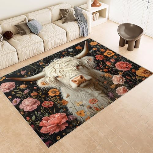 Generisch Teppich Wohnzimmer 180x240 cm 3D Druck Kuh GehöRnte Gras Muster Teppich Kaschmirimitat Anti Rutsch Leicht zu reinigen Waschbare Rückseite für Wohn Arbeitsbereiche Perfekt für Mietwohnungen Generisch Teppich Wohnzimmer 180x240 cm 3D Druck Kuh GehöRnte Gras Muster Teppich Kaschmirimitat Anti Rutsch Leicht zu reinigen Waschbare Rückseite für Wohn Arbeitsbereiche Perfekt für Mietwohnungen von Generisch