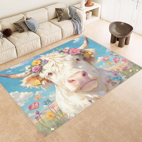 Generisch Teppich Wohnzimmer 180x240 cm 3D Druck Kuh GehöRnte Gras Muster Teppich Kaschmirimitat Anti Rutsch Leicht zu reinigen Waschbare Rückseite für Wohn Arbeitsbereiche Perfekt für Mietwohnungen Generisch Teppich Wohnzimmer 180x240 cm 3D Druck Kuh GehöRnte Gras Muster Teppich Kaschmirimitat Anti Rutsch Leicht zu reinigen Waschbare Rückseite für Wohn Arbeitsbereiche Perfekt für Mietwohnungen von Generisch
