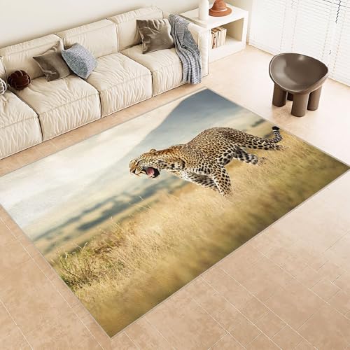 Generisch Teppich Wohnzimmer 180x240 cm 3D Druck Leopardenland Berg Muster Teppich Kaschmirimitat Anti Rutsch Leicht zu reinigen Waschbare Rückseite für Wohn Arbeitsbereiche Perfekt für Mietwohnungen von Generisch