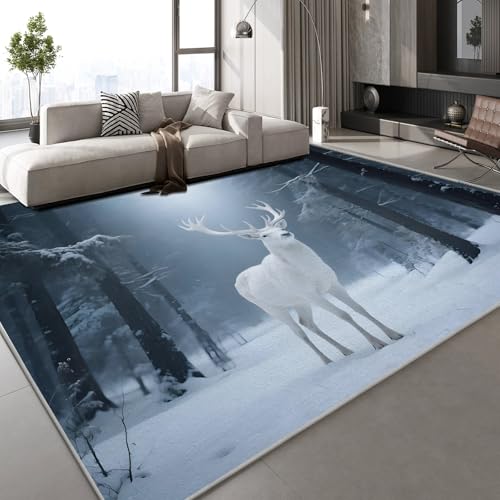 Generisch Teppich Wohnzimmer 180x240 cm 3D Druck Sikahirsch Weiß Wald Natur Teppich Kaschmirimitat Anti Rutsch Leicht zu reinigen Waschbare Rückseite für Wohn Arbeitsbereiche Mietwohnungen Generisch Teppich Wohnzimmer 180x240 cm 3D Druck Sikahirsch Weiß Wald Natur Teppich Kaschmirimitat Anti Rutsch Leicht zu reinigen Waschbare Rückseite für Wohn Arbeitsbereiche Mietwohnungen von Generisch