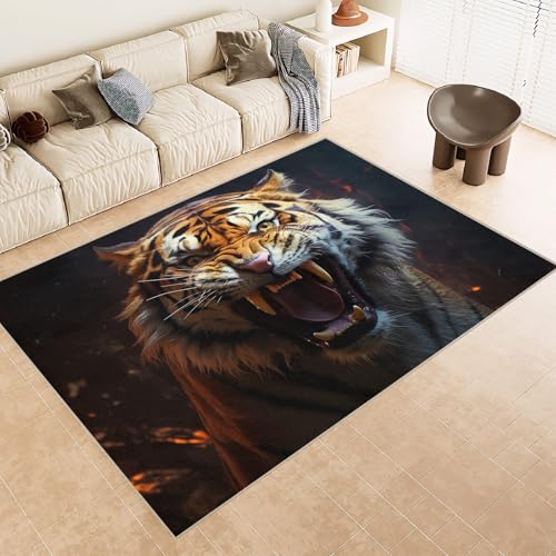 Generisch Teppich Wohnzimmer 180x240 cm 3D Druck Tiger BrüLlen Tier Muster Teppich Kaschmirimitat Anti Rutsch Leicht zu reinigen Waschbare Rückseite für Wohn Arbeitsbereiche Perfekt für Mietwohnungen Generisch Teppich Wohnzimmer 180x240 cm 3D Druck Tiger BrüLlen Tier Muster Teppich Kaschmirimitat Anti Rutsch Leicht zu reinigen Waschbare Rückseite für Wohn Arbeitsbereiche Perfekt für Mietwohnungen von Generisch