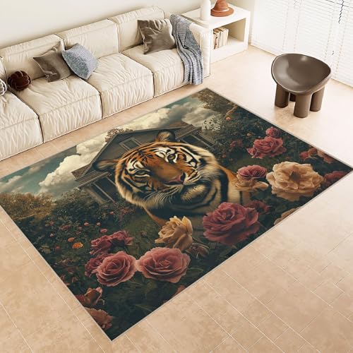 Generisch Teppich Wohnzimmer 180x240 cm 3D Druck Tiger Garten Wolke Muster Teppich Kaschmirimitat Anti Rutsch Leicht zu reinigen Waschbare Rückseite für Wohn Arbeitsbereiche Perfekt für Mietwohnungen Generisch Teppich Wohnzimmer 180x240 cm 3D Druck Tiger Garten Wolke Muster Teppich Kaschmirimitat Anti Rutsch Leicht zu reinigen Waschbare Rückseite für Wohn Arbeitsbereiche Perfekt für Mietwohnungen von Generisch