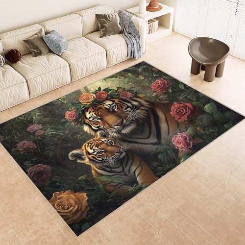 Generisch Teppich Wohnzimmer 180x240 cm 3D Druck Tiger Rose Muster Teppich Kaschmirimitat Anti Rutsch Leicht zu reinigen Waschbare Rückseite für Wohn Arbeitsbereiche Perfekt für Mietwohnungen Generisch Teppich Wohnzimmer 180x240 cm 3D Druck Tiger Rose Muster Teppich Kaschmirimitat Anti Rutsch Leicht zu reinigen Waschbare Rückseite für Wohn Arbeitsbereiche Perfekt für Mietwohnungen von Generisch