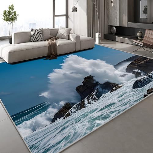 Generisch Teppich Wohnzimmer 180x240 cm Wellen Meer 3D Druck Insel Natur Muster Teppich Kaschmirimitat Anti Rutsch Leicht zu reinigen Waschbare Rückseite für Wohn Arbeitsbereiche,Mietwohnungen Generisch Teppich Wohnzimmer 180x240 cm Wellen Meer 3D Druck Insel Natur Muster Teppich Kaschmirimitat Anti Rutsch Leicht zu reinigen Waschbare Rückseite für Wohn Arbeitsbereiche,Mietwohnungen von Generisch