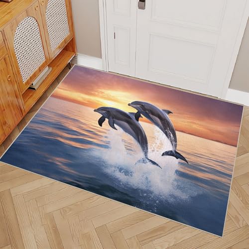 Generisch Teppich Wohnzimmer 180x240cm Delphin kinderzimmer teppiche Dekorative Mikrofaser Matte weich rutschfest waschbar für Schlafzimmer Wohnzimmer Flur Zuhause EL2930 von Generisch