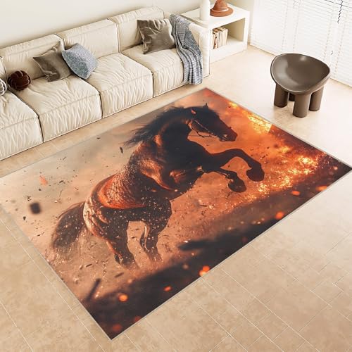Generisch Teppich Wohnzimmer 180x240cm Schlachtross kinderzimmer teppiche Dekorative Mikrofaser Matte weich rutschfest waschbar für Schlafzimmer Wohnzimmer Flur Zuhause EL2845 von Generisch