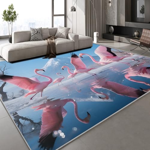 Generisch Teppich Wohnzimmer 50x80 cm 3D Druck Flamingoberge Natur Landschaft Teppich Kaschmirimitat Anti Rutsch Leicht zu reinigen Waschbare Rückseite für Wohn Arbeitsbereiche Mietwohnungen von Generisch