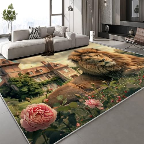 Generisch Teppich Wohnzimmer 50x80 cm 3D Druck Löwe Blumen Muster Landschaft Natur Teppich Kaschmirimitat Anti Rutsch Leicht zu reinigen Waschbare Rückseite für Balkone Korridore Restaurants Generisch Teppich Wohnzimmer 50x80 cm 3D Druck Löwe Blumen Muster Landschaft Natur Teppich Kaschmirimitat Anti Rutsch Leicht zu reinigen Waschbare Rückseite für Balkone Korridore Restaurants von Generisch