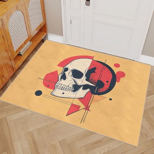 Generisch Teppich Wohnzimmer 60x90cm Skeleton Teppich 60x90 Waschbarer Rutschfester Bodenläufer für Wohnzimmer mit modernem Design, weich und langlebig E4.2-6-1306 von Generisch
