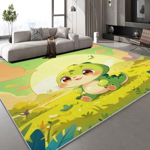 Generisch Teppich Wohnzimmer 80x120 cm Dinosaurier Tier 3D Druck Cartoon Süß Muster Teppich Kaschmirimitat Anti Rutsch Leicht zu reinigen Waschbare Rückseite für Wohn Arbeitsbereiche,Mietwohnungen von Generisch