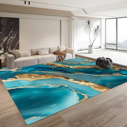 Generisch Teppich Wohnzimmer Abstrakter Achat in Türkis und Gold 160cm x 230cm Teppich- Küche Jugendzimmer Esszimmer Flur und Schlafzimmer Teppich Kurzflor Teppich Extra Weich Pflegeleicht Generisch Teppich Wohnzimmer Abstrakter Achat in Türkis und Gold 160cm x 230cm Teppich- Küche Jugendzimmer Esszimmer Flur und Schlafzimmer Teppich Kurzflor Teppich Extra Weich Pflegeleicht von Generisch