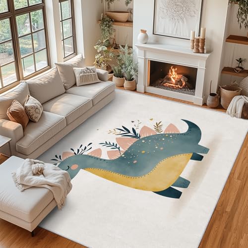 Generisch Teppich Wohnzimmer Cartoon Dinosaurier, Teppich Kinder Jungen Mädchen Süßer Dino 160x200 cm, Kurzflor, Waschbarer, Weich, rutschfest Bettvorleger für Kinderzimmer Schlafzimmer ZY&L7 Generisch Teppich Wohnzimmer Cartoon Dinosaurier, Teppich Kinder Jungen Mädchen Süßer Dino 160x200 cm, Kurzflor, Waschbarer, Weich, rutschfest Bettvorleger für Kinderzimmer Schlafzimmer ZY&L7 von Generisch
