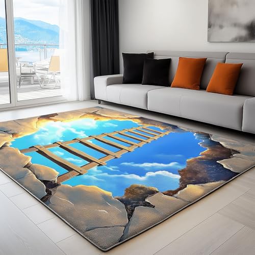 Generisch Teppich Wohnzimmer Leiter Im Cartoon-Stil, Rutschfester Kurzflor Teppich Schlafzimmer 120x170 cm Flauschig Waschbar Pflegeleicht Weich Türmatte, Blau Generisch Teppich Wohnzimmer Leiter Im Cartoon-Stil, Rutschfester Kurzflor Teppich Schlafzimmer 120x170 cm Flauschig Waschbar Pflegeleicht Weich Türmatte, Blau von Generisch