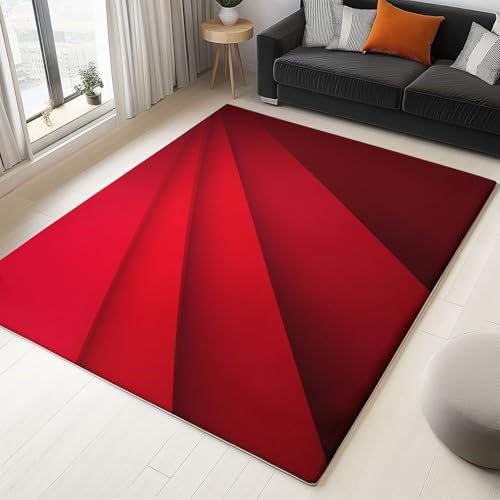 Generisch Teppich Wohnzimmer Minimalistischer Vorhang Diagonal 90 x 150 cm Flanel Teppich, für Küche Esszimmer und Schlafzimmer Fußmatte, Rot Kurzflor Teppiche Extra Weich Pflegeleicht von Generisch