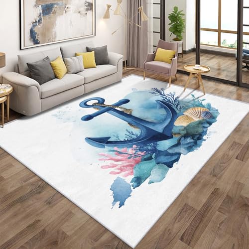 Generisch Teppich Wohnzimmer Nautisch, Muschel Schale Ocean Kinder Teppich Kinderzimmer rutschfest Flanell, Bettvorleger Kurzflor Waschbarer Schlafzimmer, Kinderteppich 160x160cm QAZ10 Generisch Teppich Wohnzimmer Nautisch, Muschel Schale Ocean Kinder Teppich Kinderzimmer rutschfest Flanell, Bettvorleger Kurzflor Waschbarer Schlafzimmer, Kinderteppich 160x160cm QAZ10 von Generisch