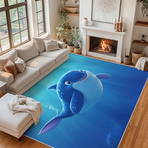 Generisch Teppich Wohnzimmer Niedlicher Wal, Teppich Cartoon Kinder Jungen Meerestiere 200x250 cm, Kurzflor, Waschbarer, Weich, rutschfest Bettvorleger für Kinderzimmer Schlafzimmer ZY&L8 Generisch Teppich Wohnzimmer Niedlicher Wal, Teppich Cartoon Kinder Jungen Meerestiere 200x250 cm, Kurzflor, Waschbarer, Weich, rutschfest Bettvorleger für Kinderzimmer Schlafzimmer ZY&L8 von Generisch