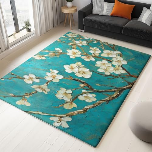 Generisch Teppich Wohnzimmer Ölgemälde Aprikosenblüte 180x240cm Schlafzimmer rutschfest Kurzflor Teppich, Modernes Waschbar Design, Weich langlebig und Pflegeleicht Generisch Teppich Wohnzimmer Ölgemälde Aprikosenblüte 180x240cm Schlafzimmer rutschfest Kurzflor Teppich, Modernes Waschbar Design, Weich langlebig und Pflegeleicht von Generisch