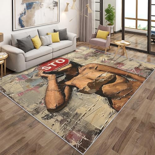 Generisch Teppich Wohnzimmer Sexy Frau, Sexy Mädchen ölgemälde Teppich Kinderzimmer rutschfest Flanell, Bettvorleger Kurzflor Waschbarer Schlafzimmer, Kinderteppich 160x160cm QAZ10 von Generisch