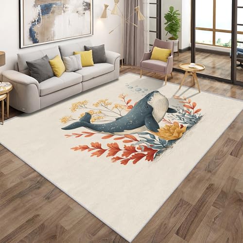 Generisch Teppich Wohnzimmer Wal, Meereslebewesen Kinder Teppich Kinderzimmer rutschfest Flanell, Bettvorleger Kurzflor Waschbarer Schlafzimmer, Kinderteppich 160x230cm Generisch Teppich Wohnzimmer Wal, Meereslebewesen Kinder Teppich Kinderzimmer rutschfest Flanell, Bettvorleger Kurzflor Waschbarer Schlafzimmer, Kinderteppich 160x230cm von Generisch