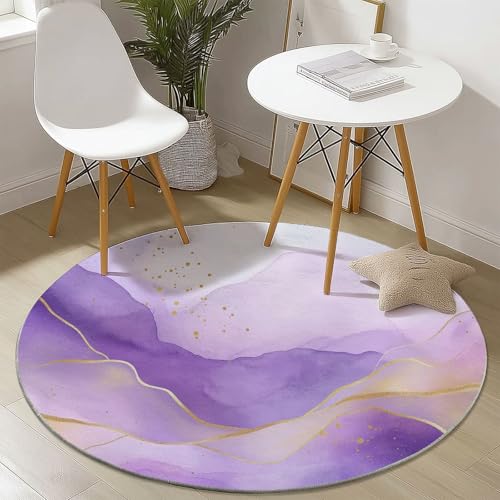 Generisch Teppiche Runde Waschbarer Aquarell-Hintergrund Wellenlinien Thema, Lila Muster Rutschfester Runder Teppich für Schlafzimmer Kinderzimmer Büro Korridor, Pflegeleicht Runde Teppich 90 cm Generisch Teppiche Runde Waschbarer Aquarell-Hintergrund Wellenlinien Thema, Lila Muster Rutschfester Runder Teppich für Schlafzimmer Kinderzimmer Büro Korridor, Pflegeleicht Runde Teppich 90 cm von Generisch