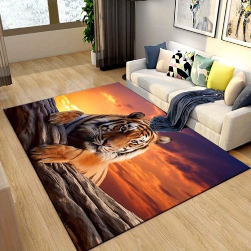 Generisch Teppiche Wohnzimmer 3D Tier Löwe Tiger Leopard Teppich Kinder Jungen Teenager Teppich Schlafzimmer Dekoration Wohnzimmer Modern Weich Kinderteppiche Waschbarer (braun,180x280cm) von Generisch
