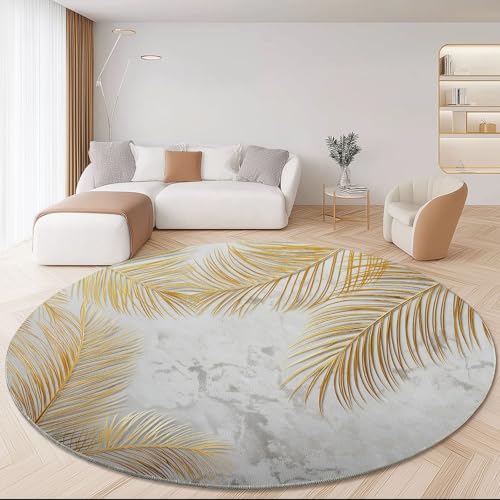 Generisch Teppiche für Wohnzimmer Rund Durchmesser 100 cm, Modern Pflanzen Marmor Drucken Groß Flanell Teppich für Kinderzimmer Schlafzimmer, Flauschig rutschfest Fußmatte Waschbar, Gold Grau Generisch Teppiche für Wohnzimmer Rund Durchmesser 100 cm, Modern Pflanzen Marmor Drucken Groß Flanell Teppich für Kinderzimmer Schlafzimmer, Flauschig rutschfest Fußmatte Waschbar, Gold Grau von Generisch