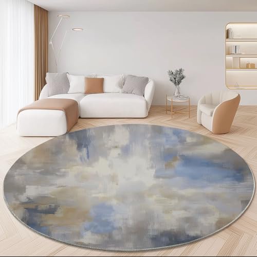 Generisch Teppiche für Wohnzimmer Rund Durchmesser 90 cm, Abstrakt Schlicht Digitaldruck Drucken Groß Flanell Teppich für Kinderzimmer Schlafzimmer, Flauschig rutschfest Fußmatte Waschbar, Beige Generisch Teppiche für Wohnzimmer Rund Durchmesser 90 cm, Abstrakt Schlicht Digitaldruck Drucken Groß Flanell Teppich für Kinderzimmer Schlafzimmer, Flauschig rutschfest Fußmatte Waschbar, Beige von Generisch