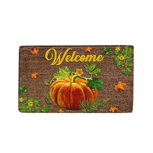 Generisch Thanksgiving-Fußmatte, Herbst-Kürbis-Teppich, rutschfeste Fußmatte, Party-Dekoration, Thanksgiving-Heimdekoration Fellteppich Kunstfell Groß (F, 40cm×60cm) von Generisch
